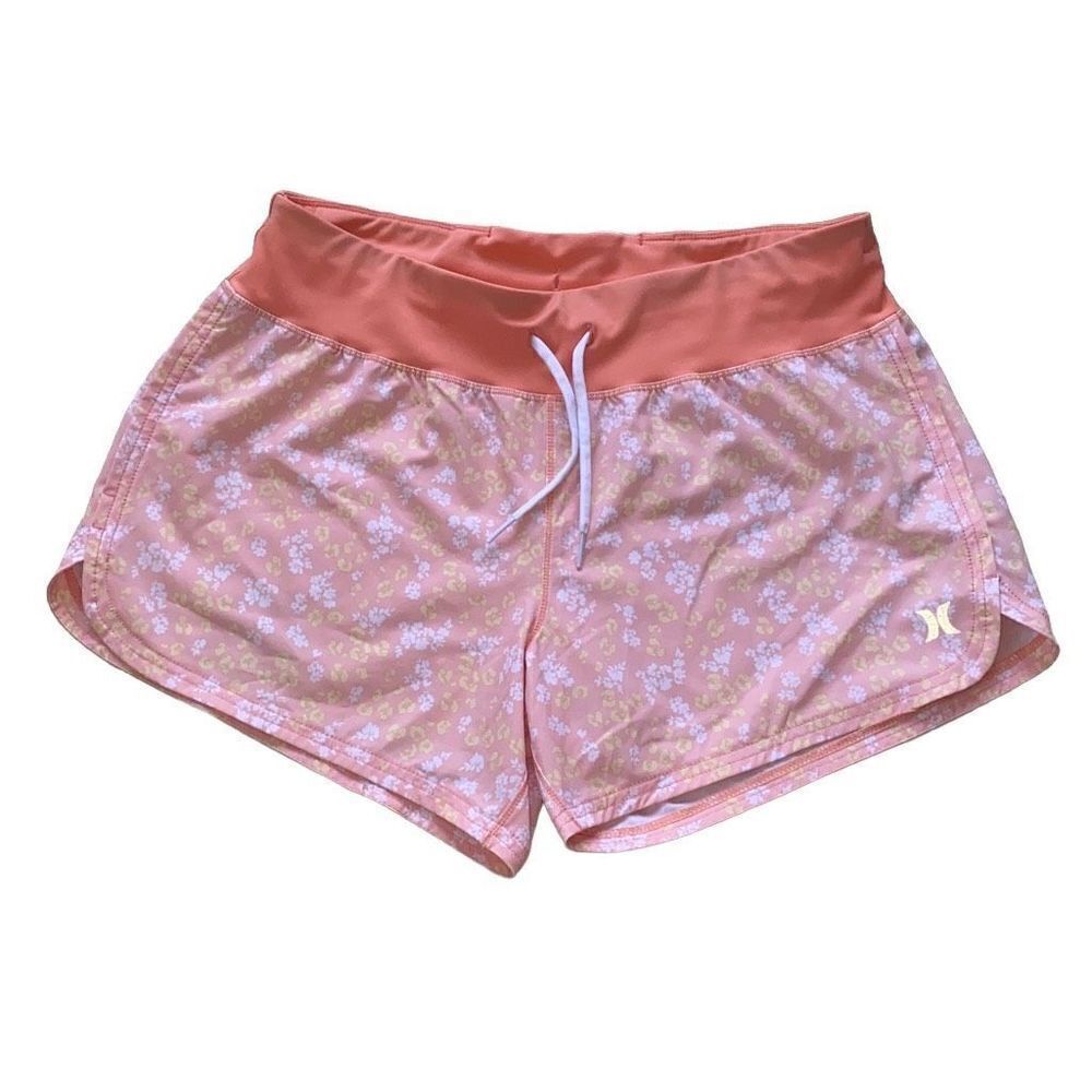 Hurley Athletic Shorts Peach Floral Size Small